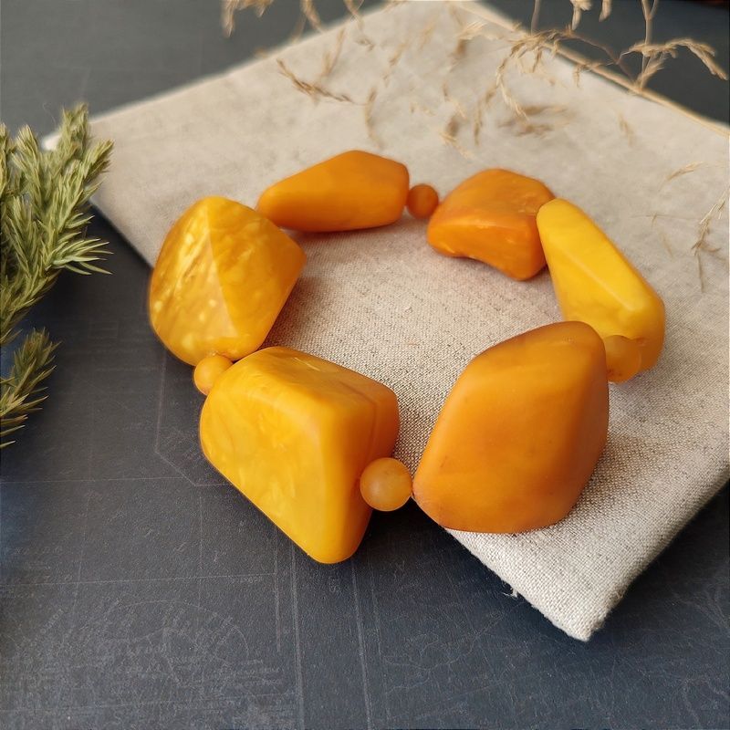 Браслет "Граненка" янтарь