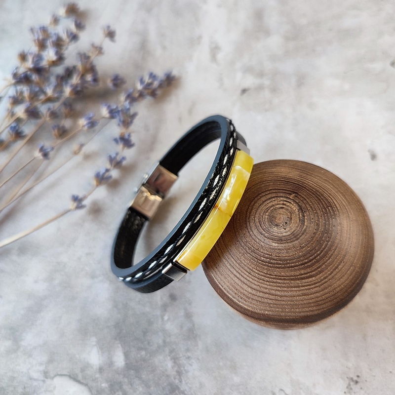 Браслет на кож.ремешке, янтарь 3301419862 (5)