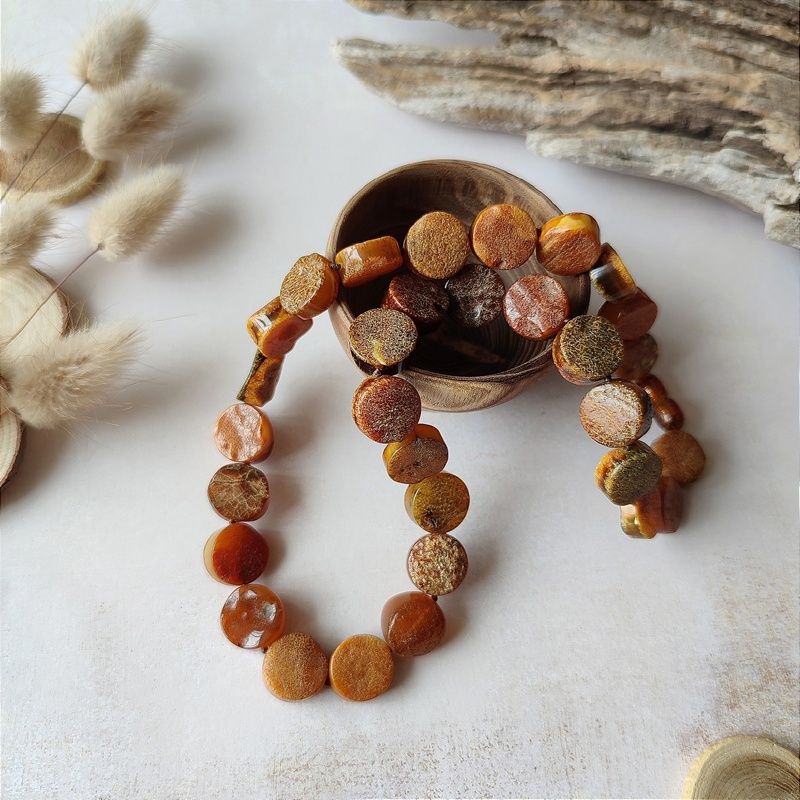 Бусы "Таблетка" из янтаря