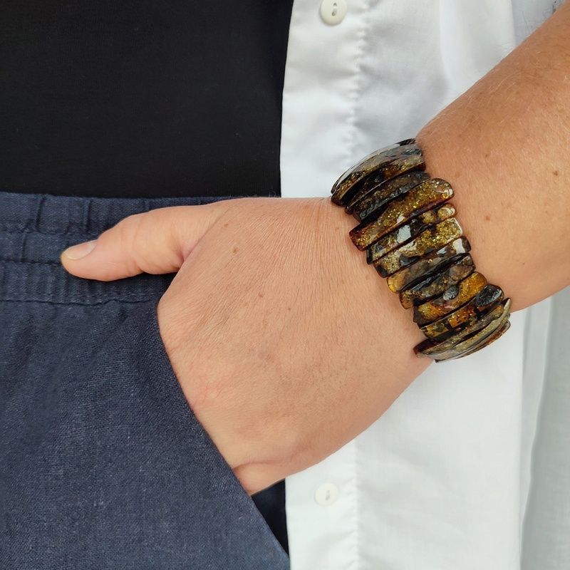 Браслет "Пластина" Янтарь