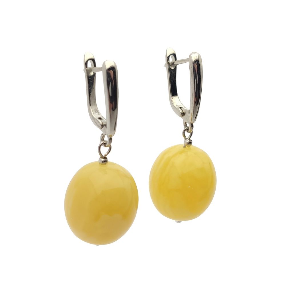 Серьги "Олива" Янтарь,Посеребрение