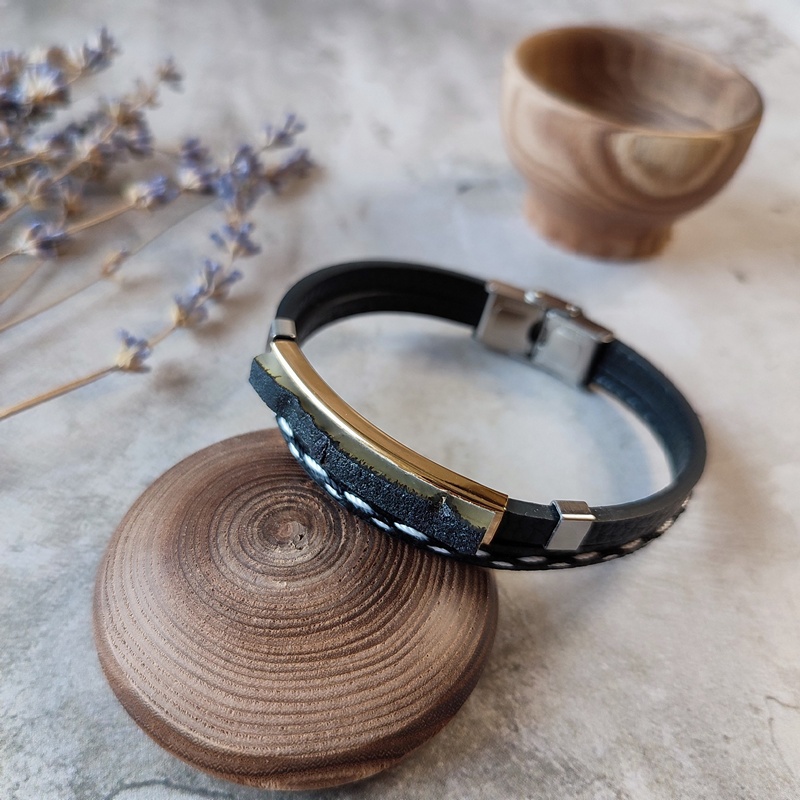 Браслет на кож.ремешке, янтарь 3111409862 (1)