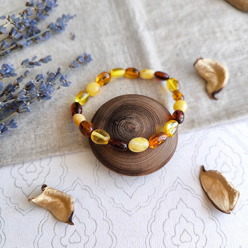 Браслет "Сливка" янтарь