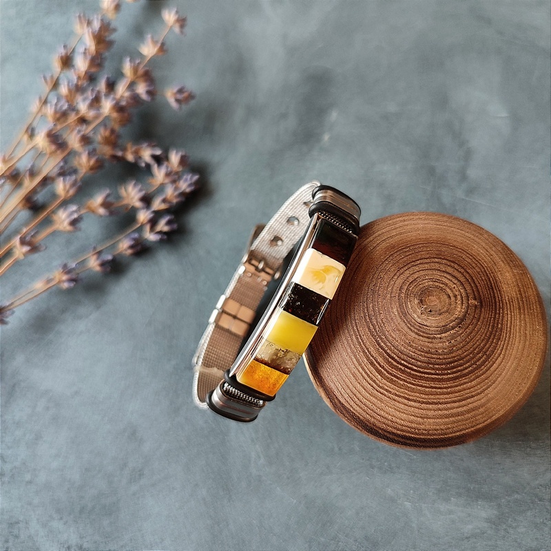 Браслет на метал. ремешке, янтарь 3501519863 (5)