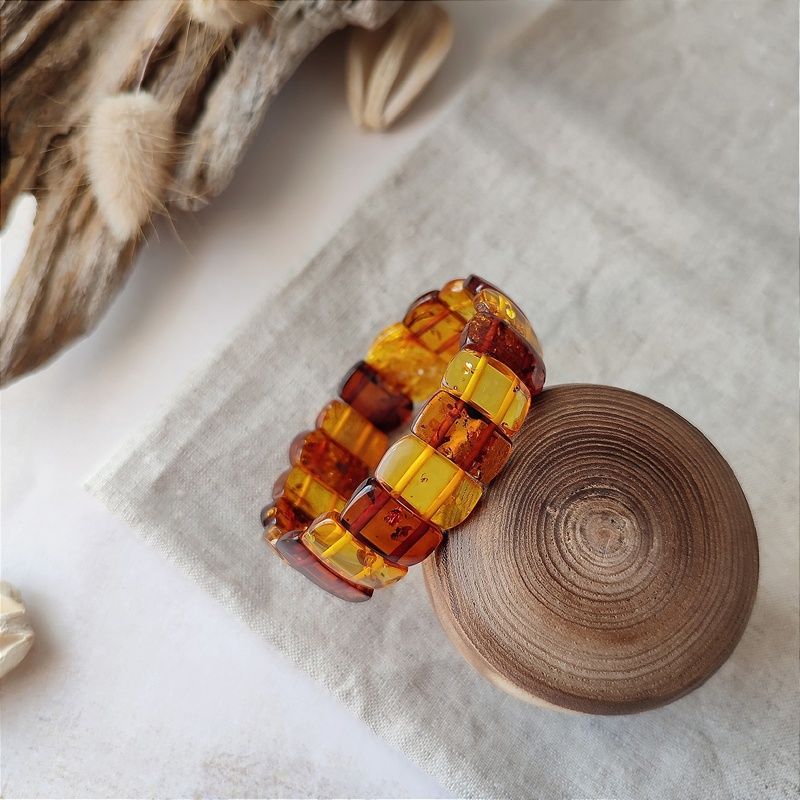 Браслет "Пластина". янтарь