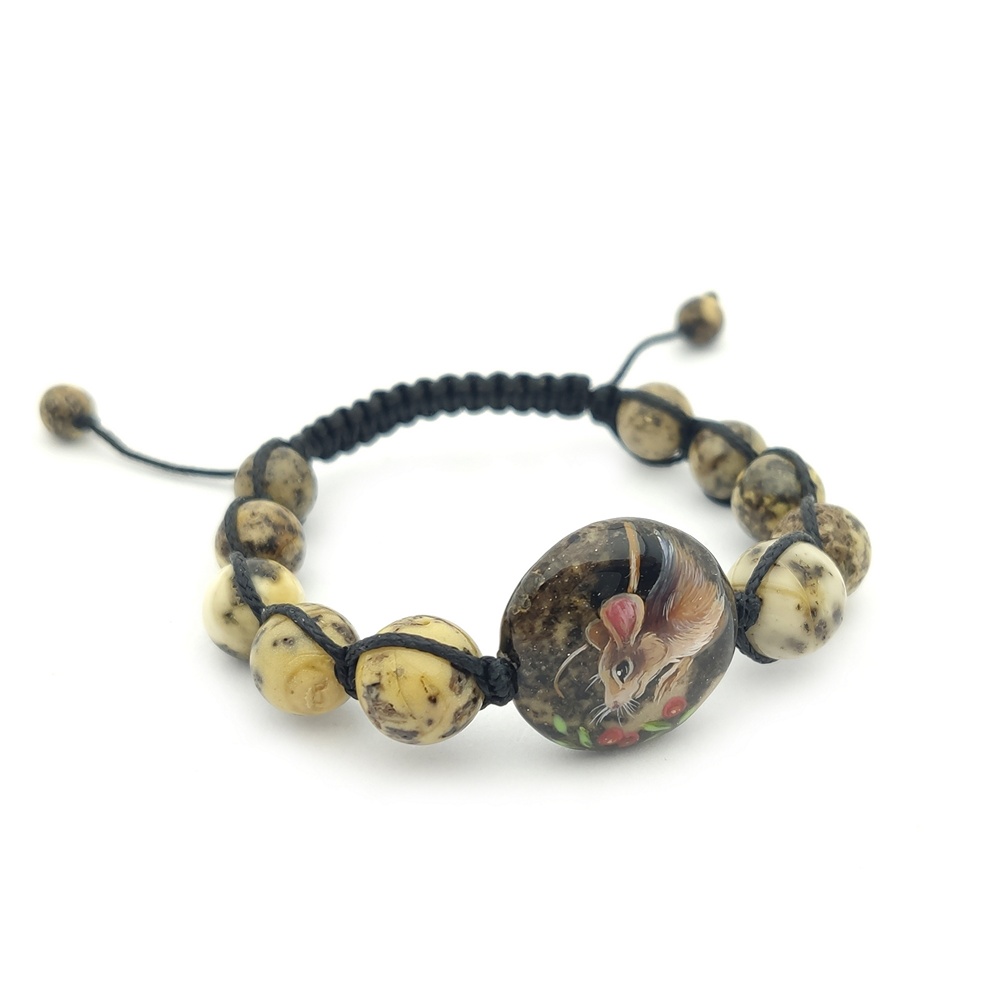 Браслет "Космомышь" янтарь