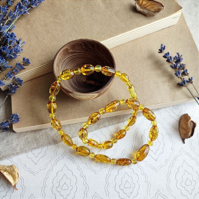 Бусы "Слива" из янтаря