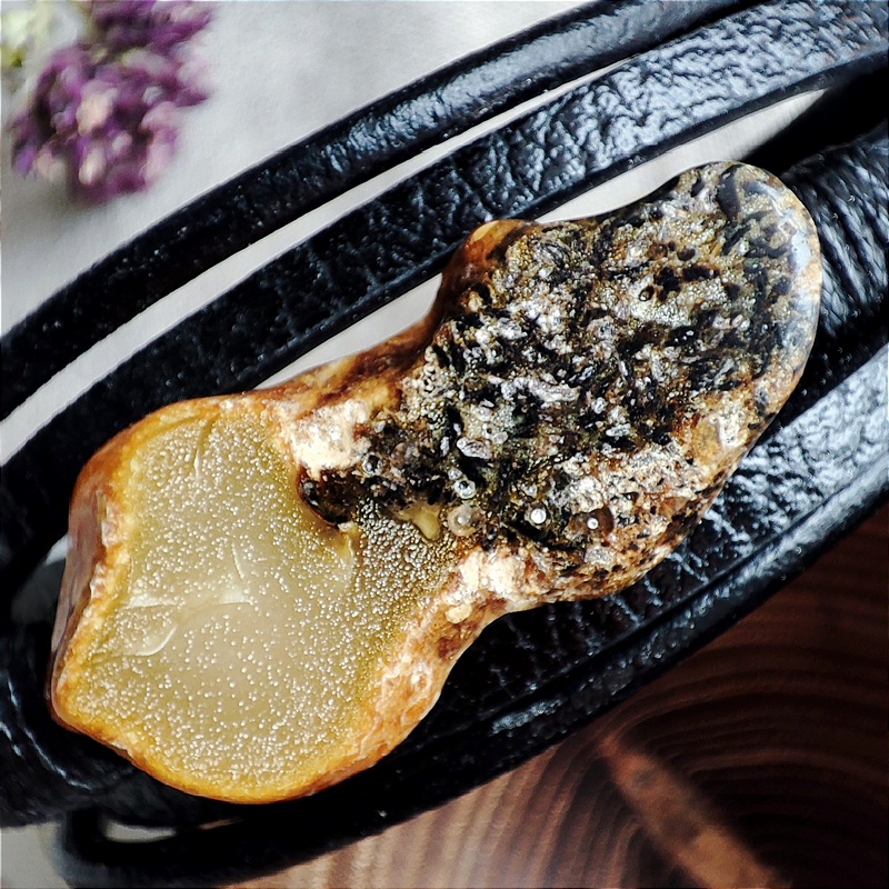 Браслет на кож. рем.,Янтарь 3501419888 (4)