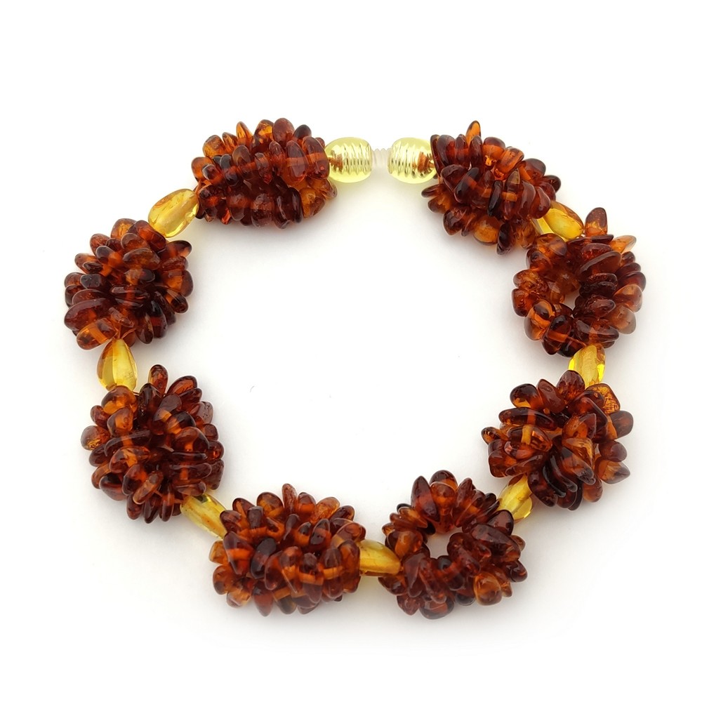 Браслет "Шишечки" янтарь