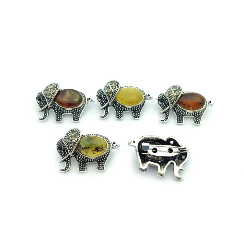 Брошь "Слоник" янтарь