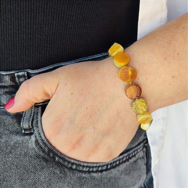 Браслет "Таблетка" янтарь