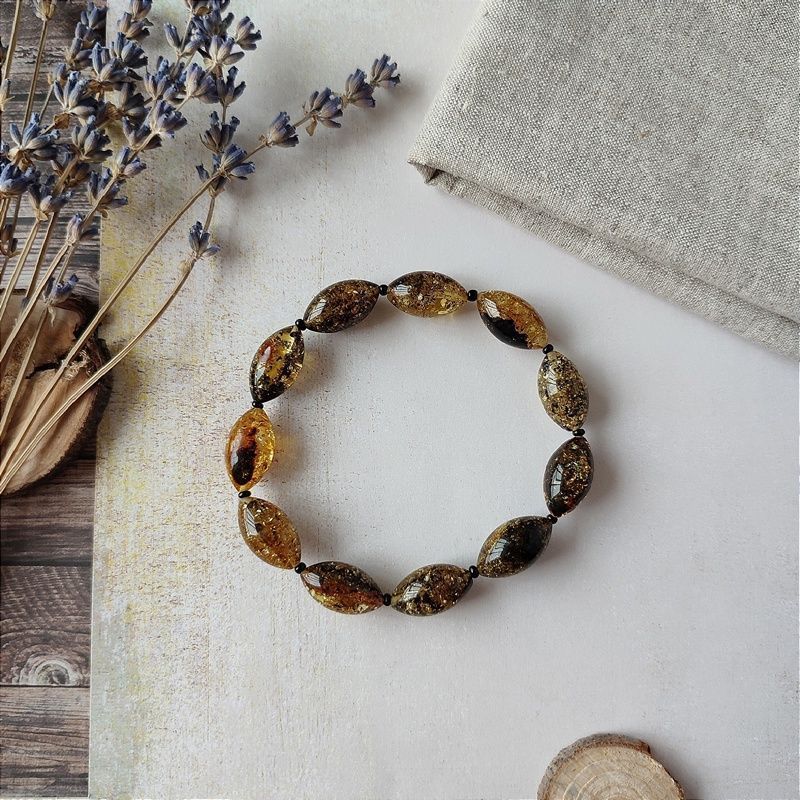 Браслет "Оливка" янтарь