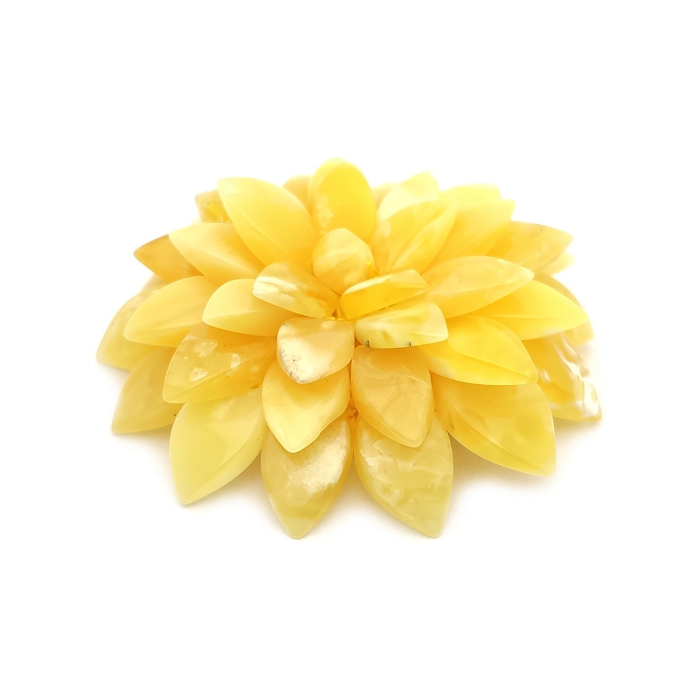 Брошь-кулон "Лотос" янтарь