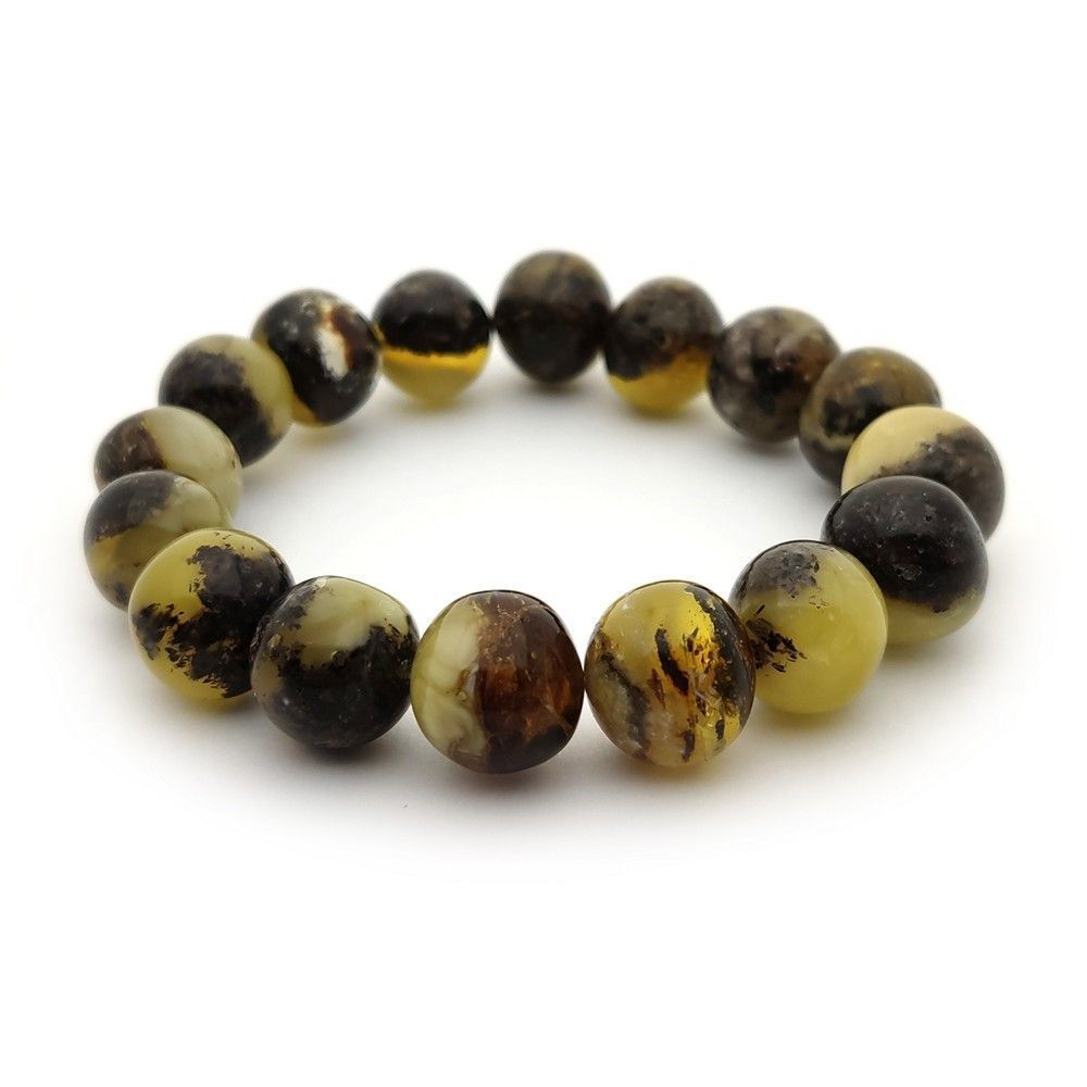 Браслет "Мятый шар" янтарь