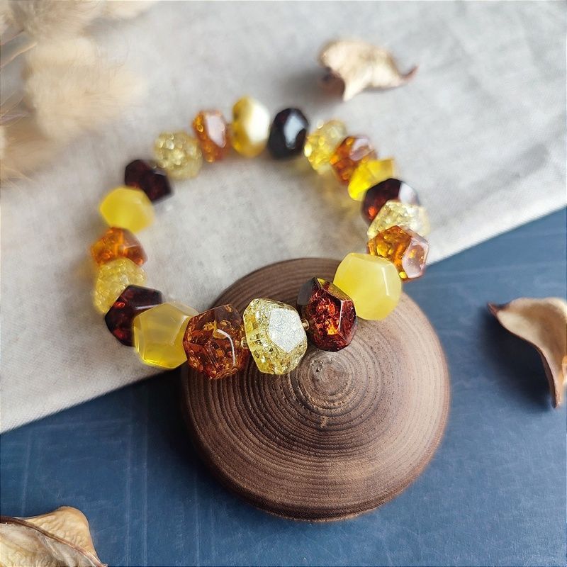 Браслет "Граненка" янтарь