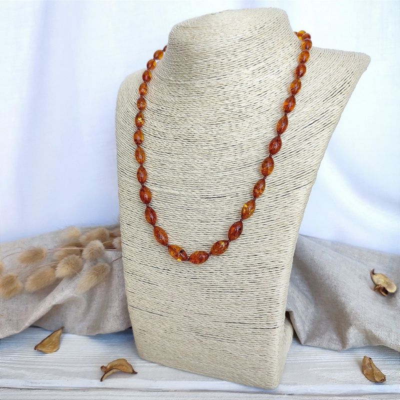 Бусы "Оливка" из янтаря