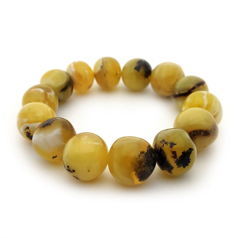 Браслет "Мятый шар" янтарь