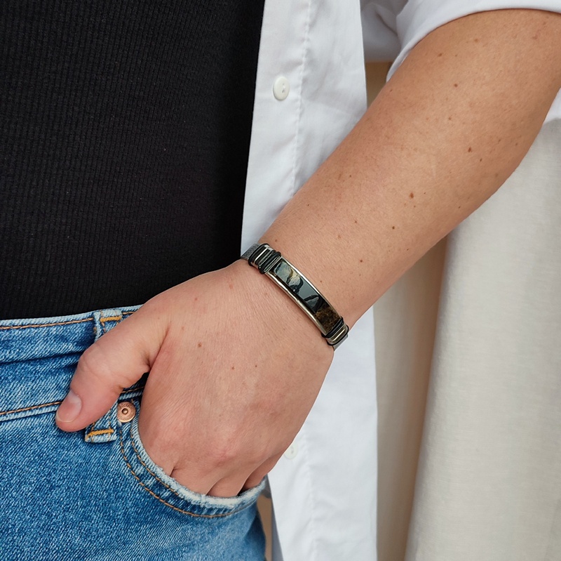 Браслет на метал. ремешке, янтарь 3211519863 (3)