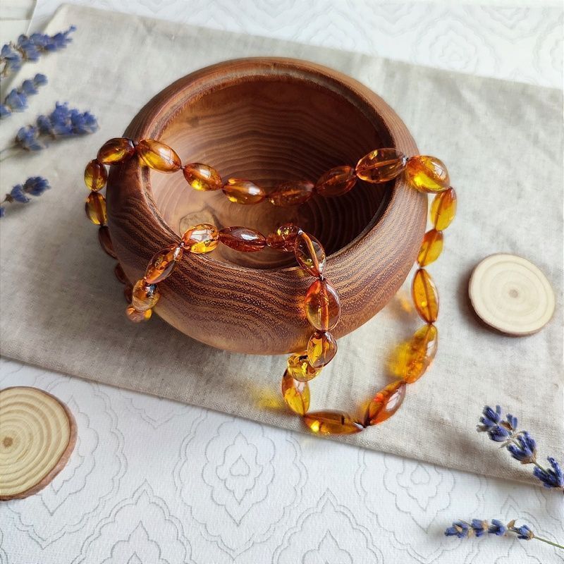 Бусы "Сливка" из янтаря