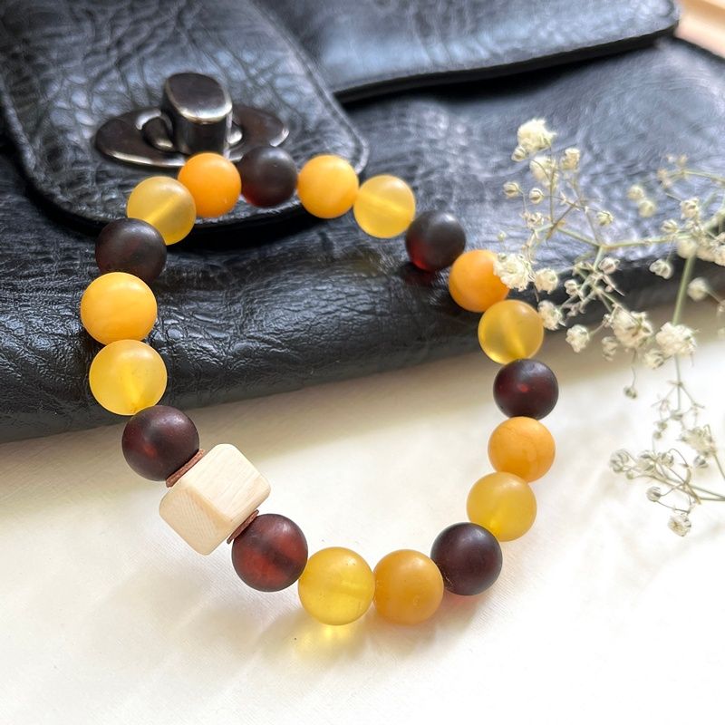 Браслет "Шар" янтарь, мамонт