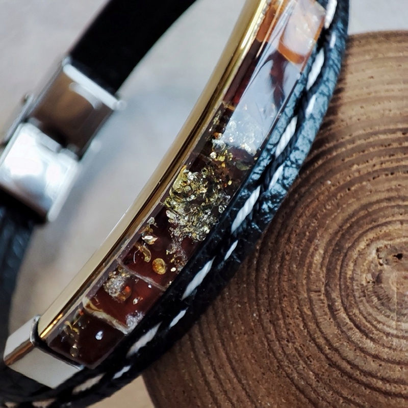 Браслет на кож.ремешке, янтарь 3101419862 (4)