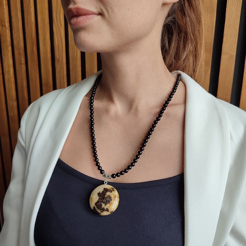 Подвес с кулоном "Италия" Янтарь