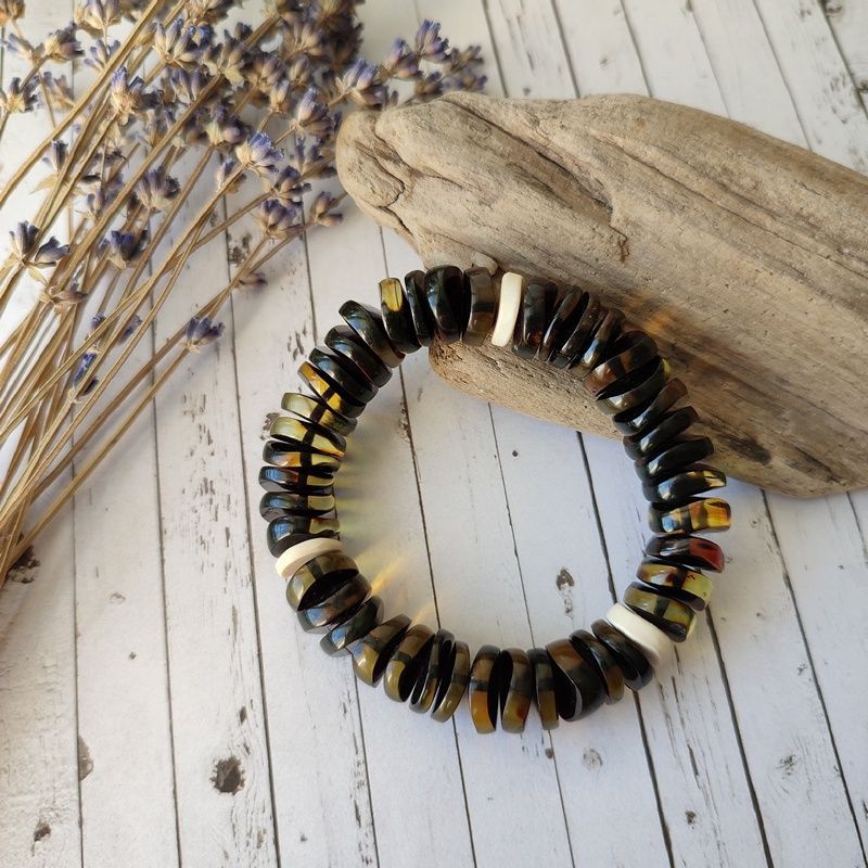 Браслет "Диск-волна" Янтарь, Мамонт