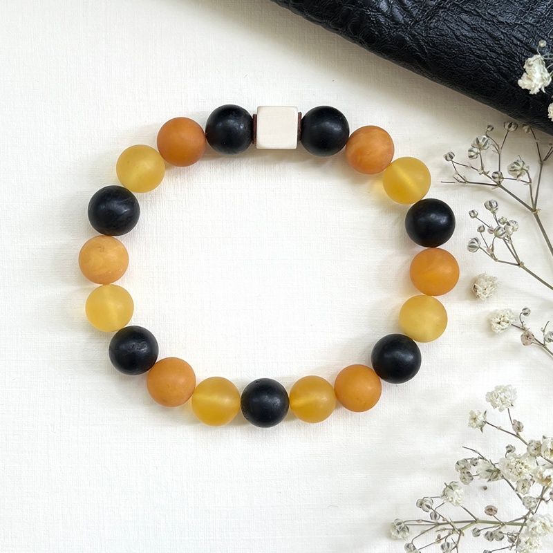 Браслет "Шар" янтарь, мамонт