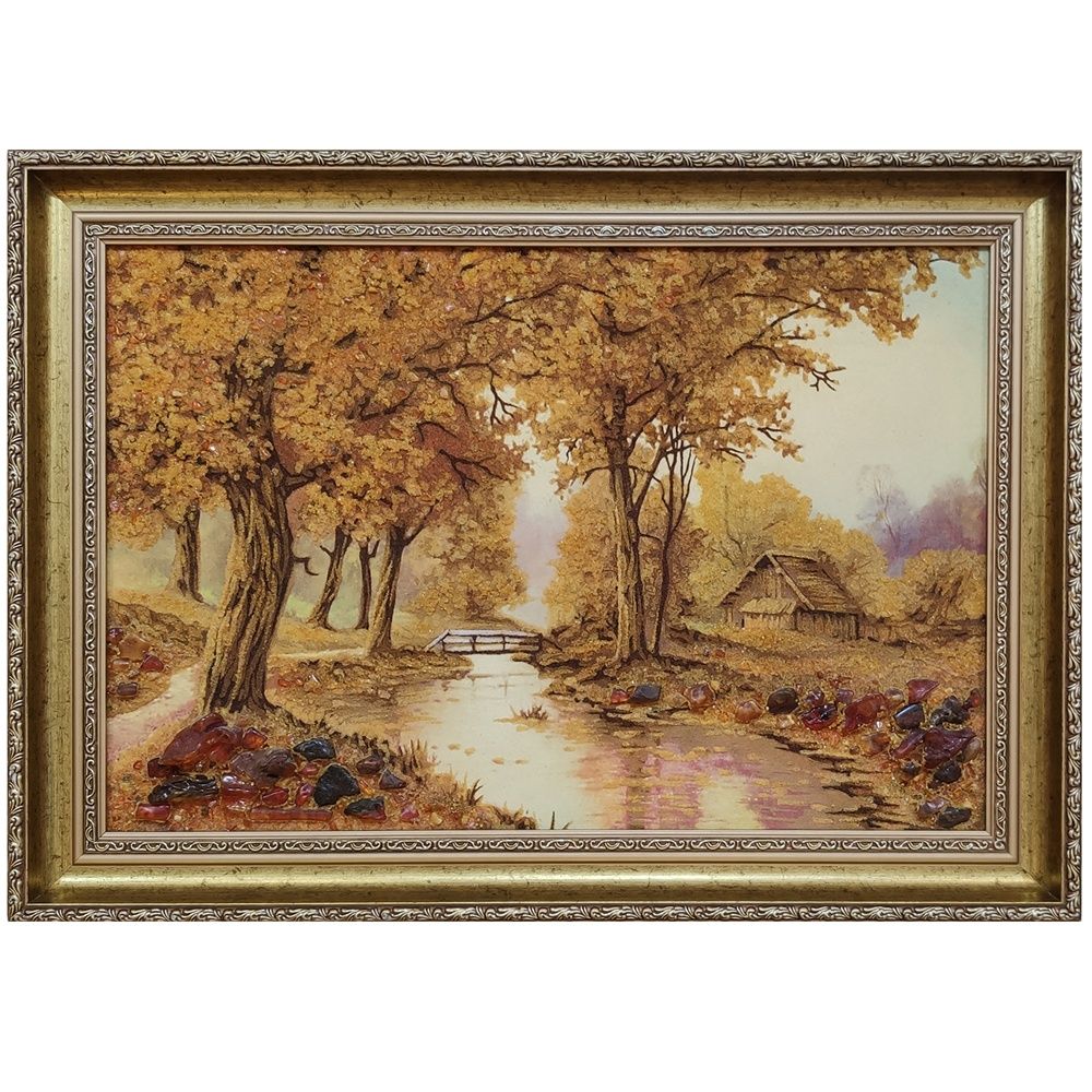 Картина "Осень в лесу" Янтарь