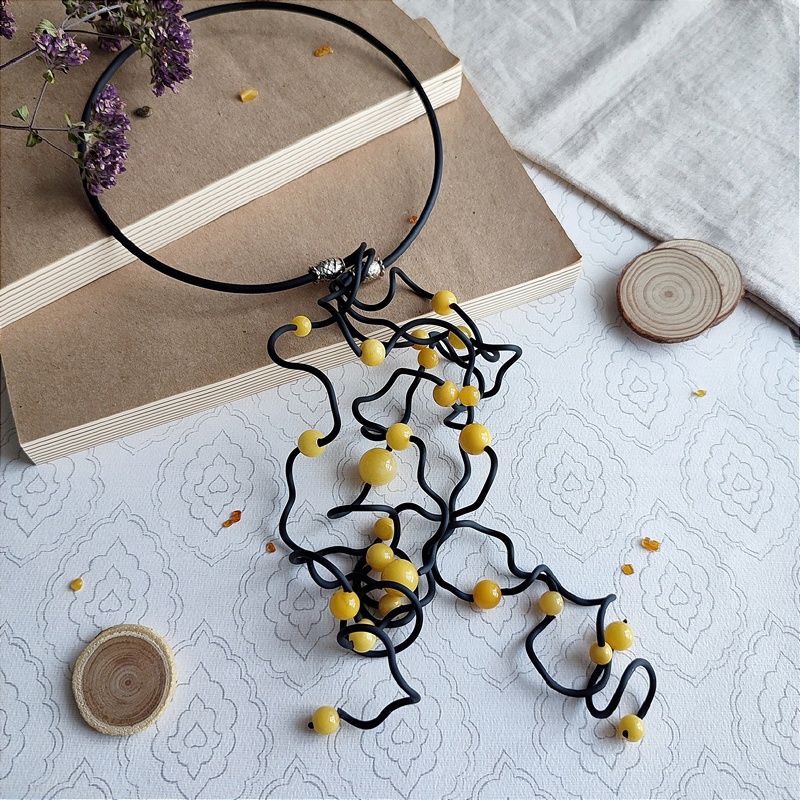 Колье "Водопад" Янтарь