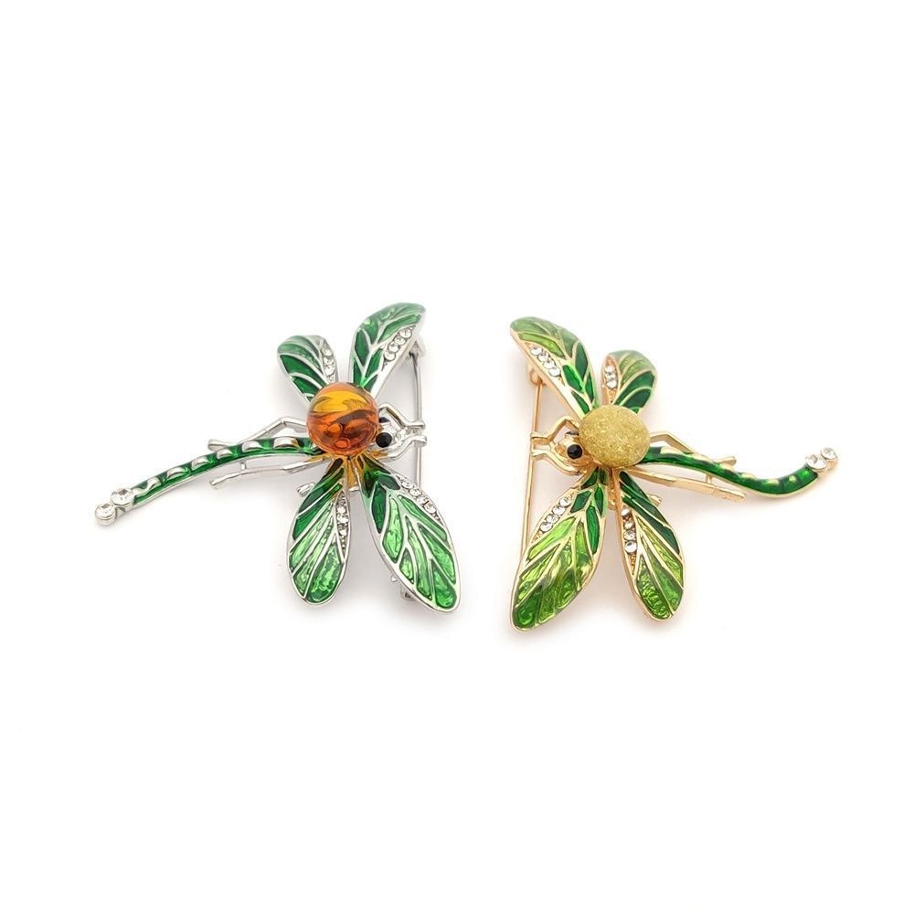 Брошь "Стрекоза Б2"" янтарь