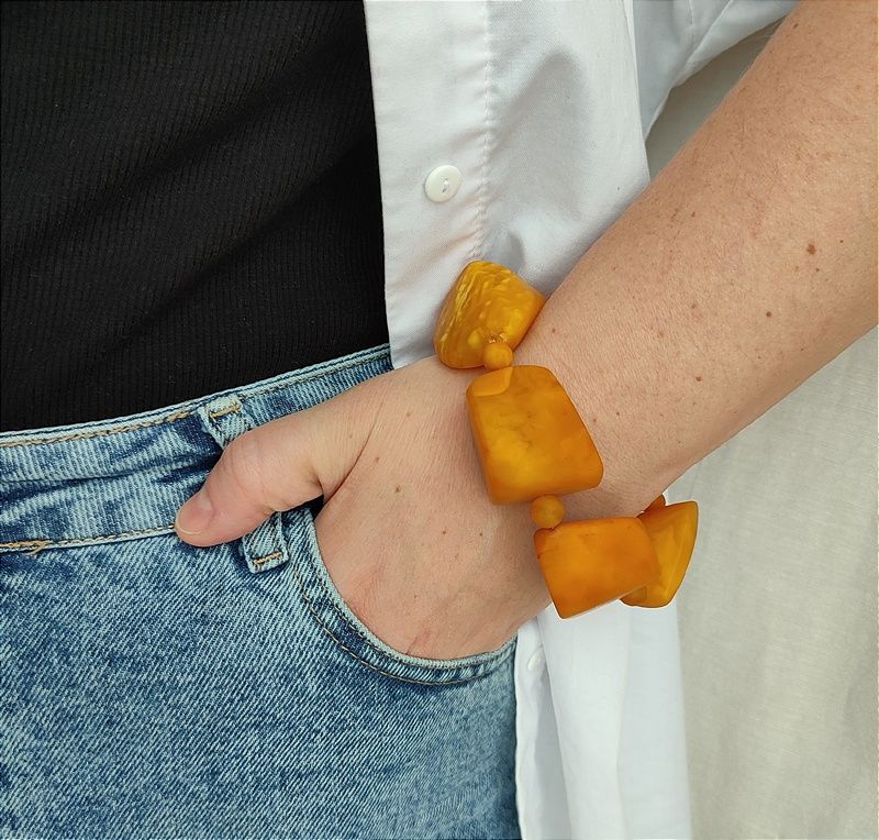 Браслет "Граненка" янтарь