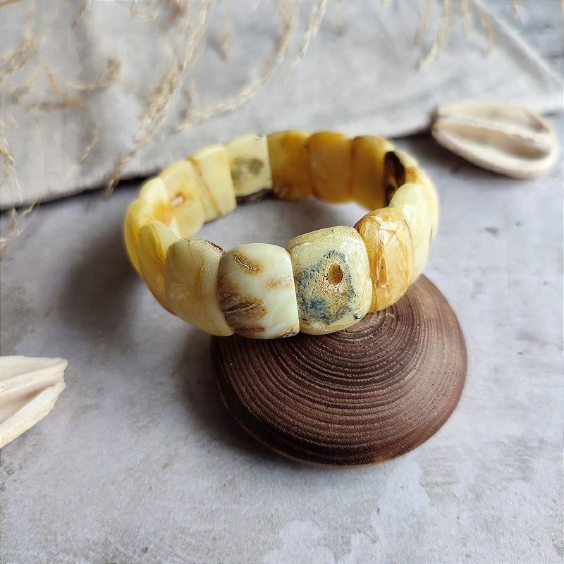 Браслет "Пластина", янтарь