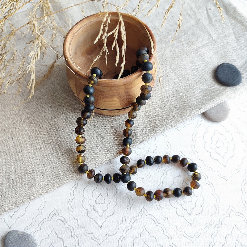 Бусы "Горошек" янтарь