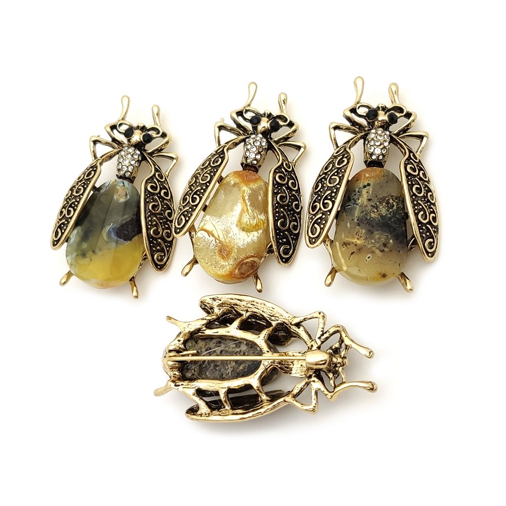 Брошь "Оса" янтарь