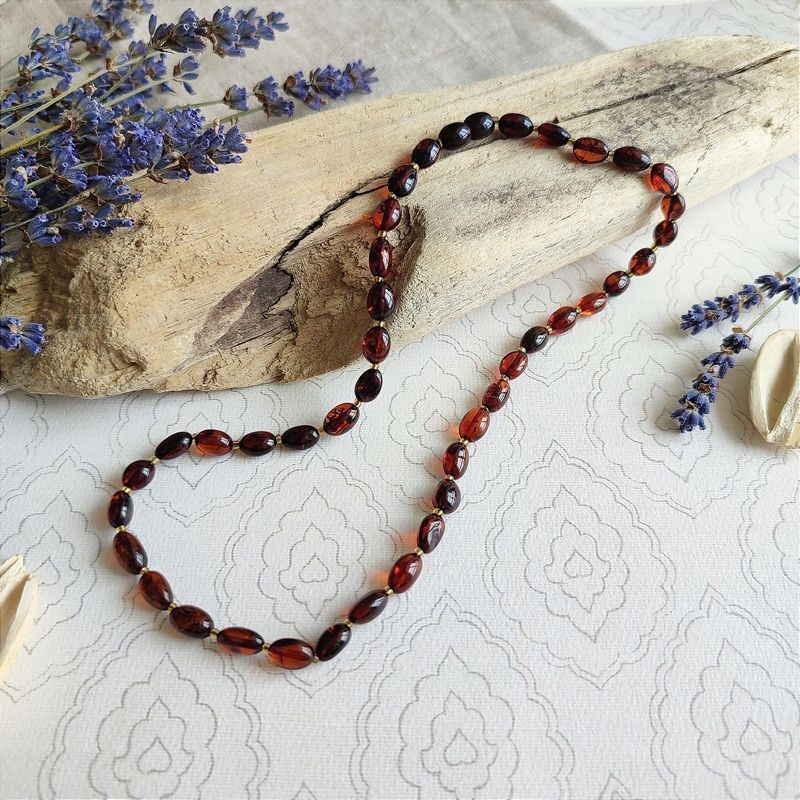 Бусы "Сливка" из янтаря