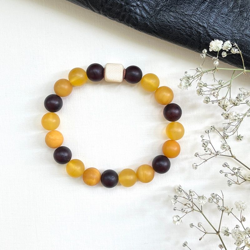 Браслет "Шар" янтарь, мамонт