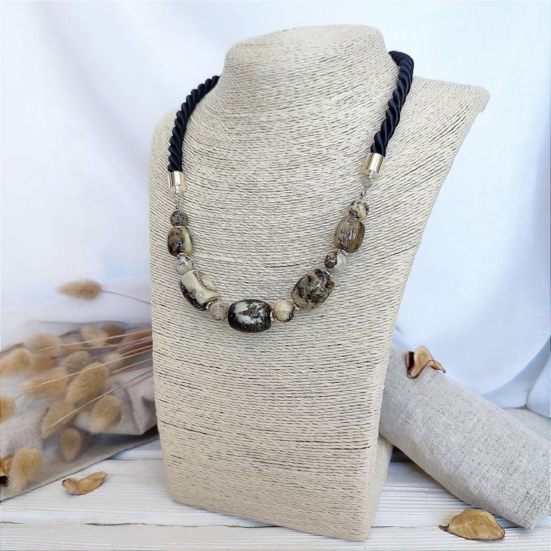 Колье "Бочка" Янтарь