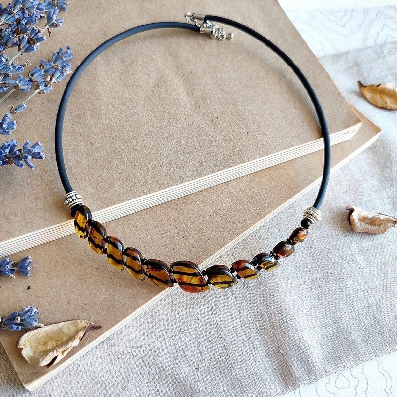 Колье "Змейка" Янтарь