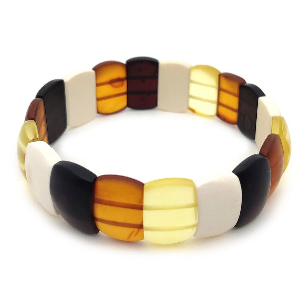 Браслет "Пластина" янтарь, мамонт