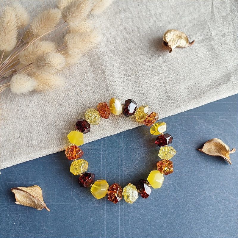 Браслет "Граненка" янтарь