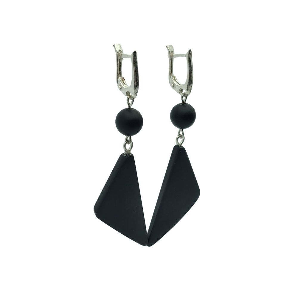 Серьги "Геометрия" янтарь,Посеребрение