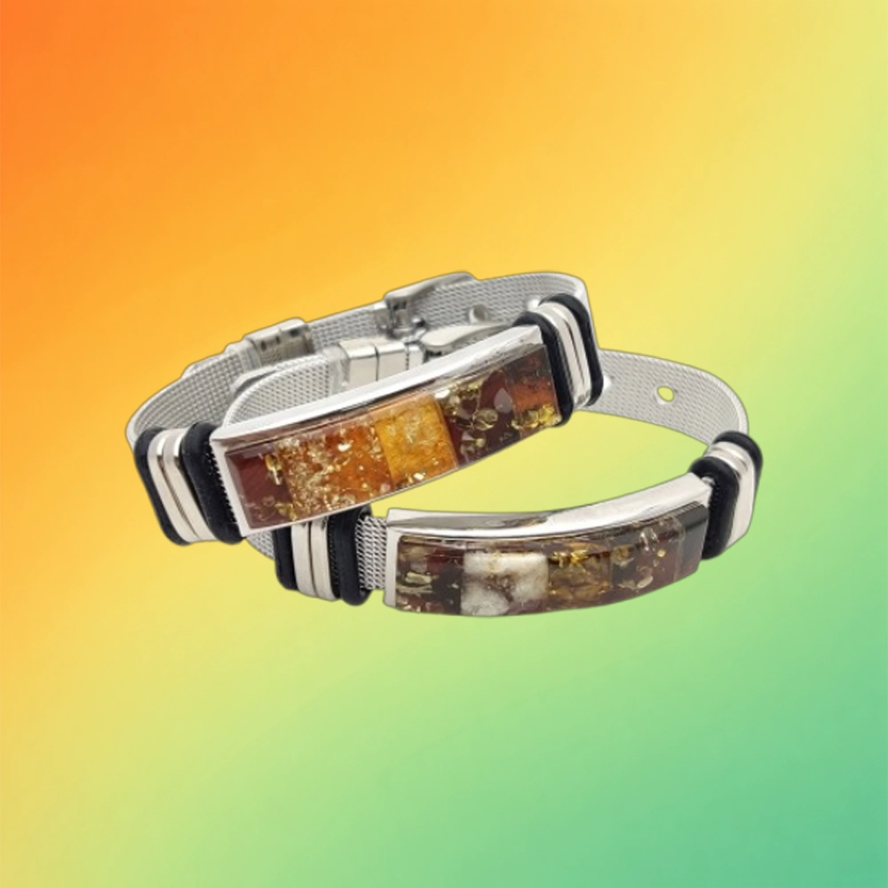 Браслет из янтаря на металле