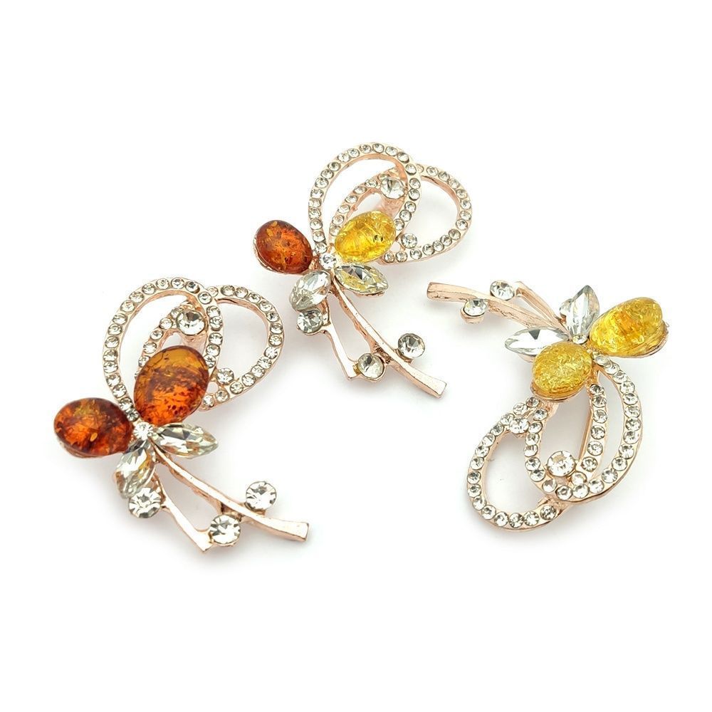 Брошь "Веточка" янтарь