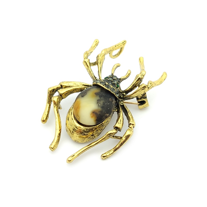 Брошь "Паук" янтарь
