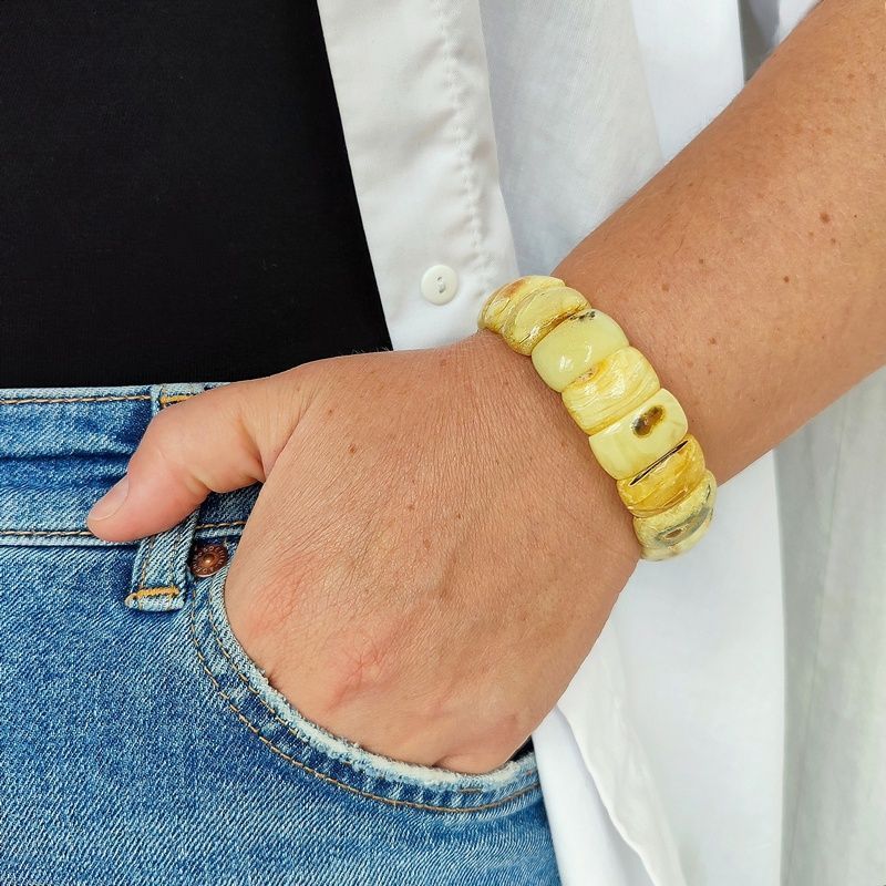 Браслет "Пластина", янтарь