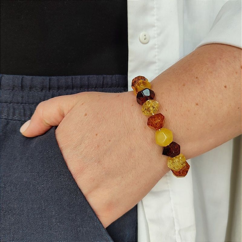 Браслет "Граненка" янтарь