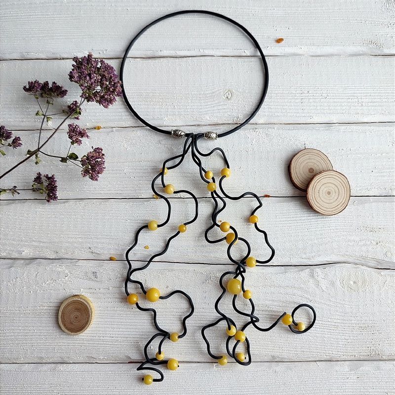 Колье "Водопад" Янтарь