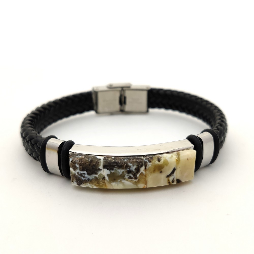 Браслет на кож. плет. рем.