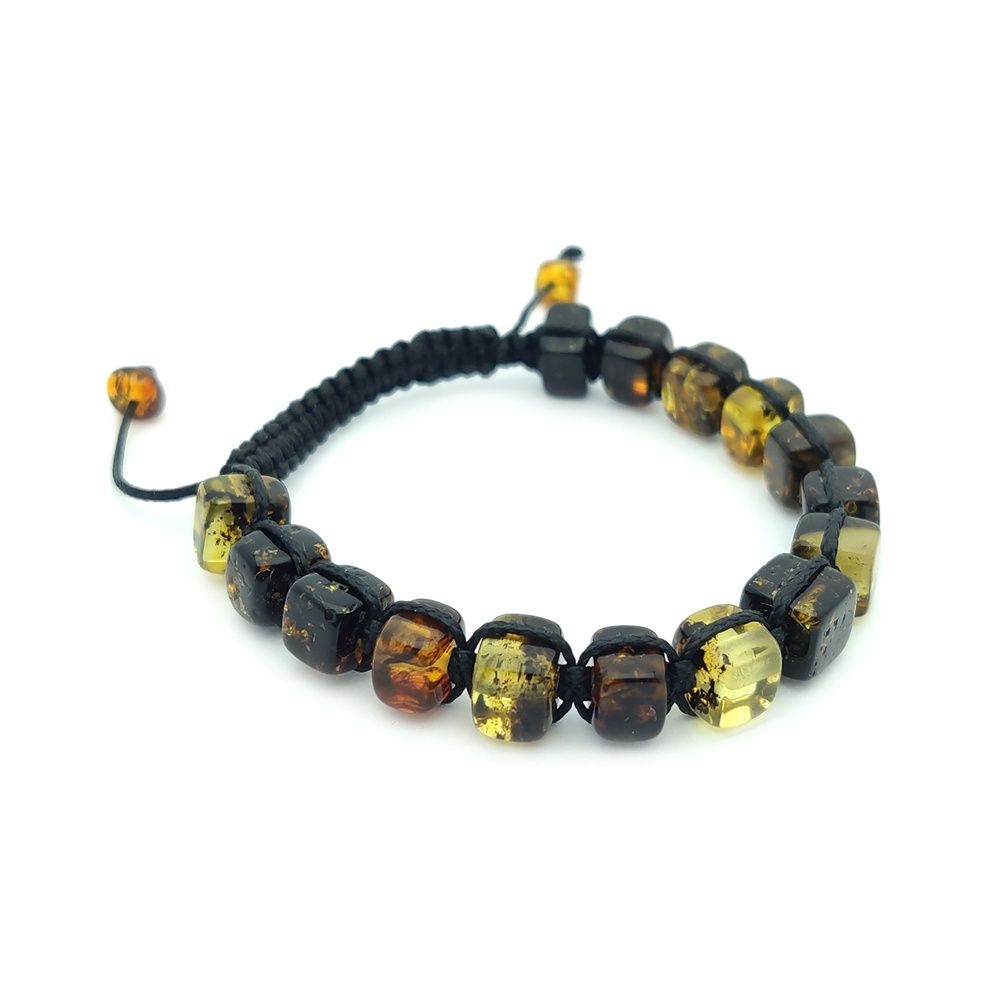 Браслет Шамбала "Куб" янтарь